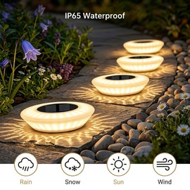 4 Pack Solar Ground Lights for Outdoor Pathways – 14 LED IP65 Waterproof Lights for Garden, Yard, Deck & Lawn