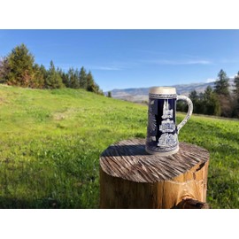 0.7 Liter | OktoberfestHaus Deutschland German Adler (Eagle) Beer Stein Tankard Cobalt Blue Engraved Cities of German Jarra de Cerveza, Jarra Stein, Jarras Para Beber Cerveza