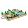 Melissa & Doug 17-Piece Wooden Take-Along Tabletop Railroad, 3 Trains,