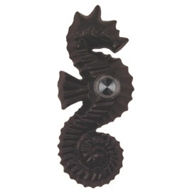 Waterwood Solid Brass Seahorse Doorbell in Black - Wired & Illuminated Push Button from Environmentally Friendly Recycled Material