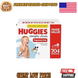 Huggies Simply Clean Unscented Baby Wipes, 11 Flip-Top Packs (704 Wipes Total)