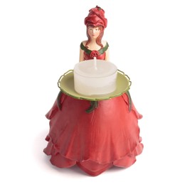 Flower Girl Rose Red - Decorative Figurine Tea Light Holder and Collector's Item