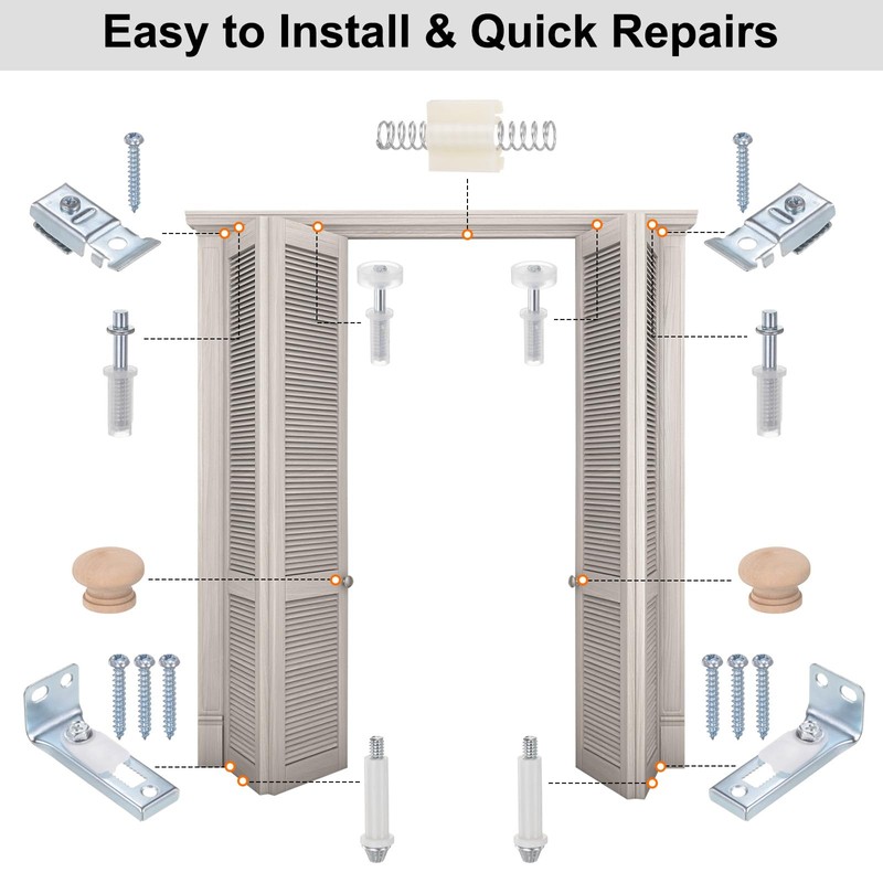 sourcing map Bi-Fold Door Hardware Kit Include Top & Bottom