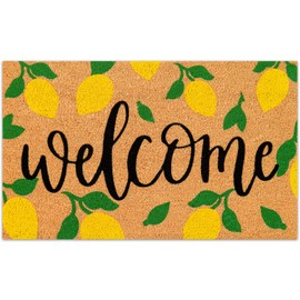 JarThenaAMCS Lemon Natural Coir Door Mat Yellow Summer Lemon Welcome Floor Mat Non-Slip Entrance Door Rugs for Indoor Outdoor Home Bathroom Decor, 16.5 x 29 Inch
