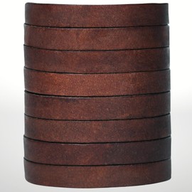 Leatherow Flat Genuine Leather Cord String Full Grain Cord Lace Cowhide Strips for Jewelry Making DIY Craft Projects Belts Keychains (Brown Distressed, 10 MM)