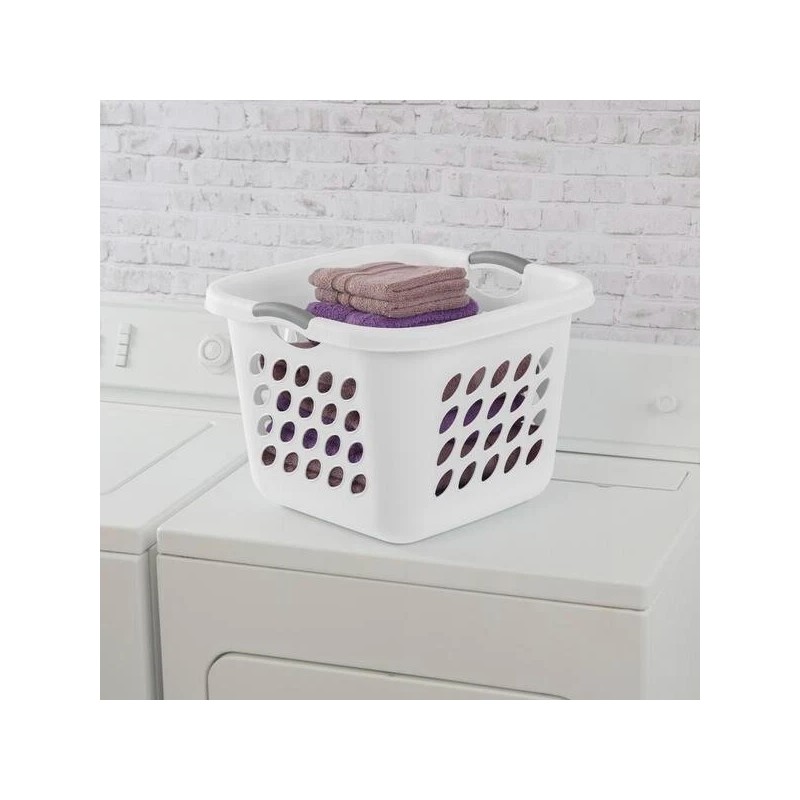 White Laundry Basket, Square, White, 19-In. 1217