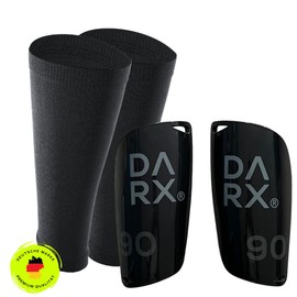 DARX® - Innovative Shin Pads Set - Lightweight Shin Pads I Special Protector Holder - Perfect Hold without Tape or Velcro for Children - Teenagers - Adults M Grey
