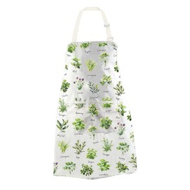 WCGXKO Herbs Kitchen Apron Botanical Gift Farmhouse Kitchen Gift Herbalist Gift for Herb Lover (Herbs Apron)