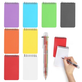 Notepad Small A7 Set of 8, Colourful Small Notebook Set with Thick Paper & 6 Colour Pen, Notepads, Small Notebook for Learning, Diary Writing, Shopping Lists, Creative Writing