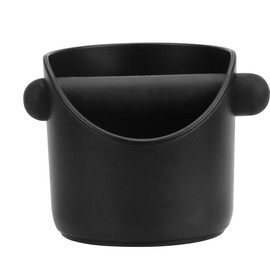 Coffee Knock Box Shock-Absorbent Durable Barista Style Espresso Knock Bin Coffee Dump Bin Grind Waste Bin with Rubber Knock Bar and Non-Slip Base(Round)