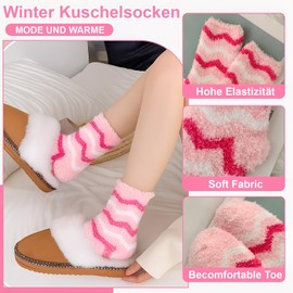 6 Pairs of Cuddly Socks, Women's 36-42, Warm Socks, Fluffy Socks Made of Coral Fleece, Winter Socks, Warm Elasticity Sleeping Socks, Thick Soft Bed Socks, for Winter, Christmas Gifts