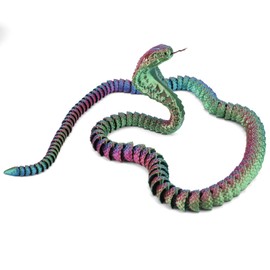 3D Printed Snake, 25.8 Inch 3D Printed Fidget Animal Flexible Articulated Snake Toy Novelty 3D Printed Cobra Home Office Decor Executive Desk Toys for Autism Kids & Adults (Red, Blue, Green)
