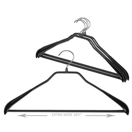 Mawa by Reston Lloyd BodyForm Series Non-Slip Space-Saving Extra Wide Clothes Hanger with Bar for Pants, Set of 5, Black