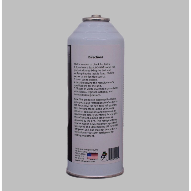 envirosafe R290 Refrigerant, 4 Cans | Inverted Piercing, 8oz |