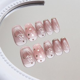 MISS MUMU Nail Tips, 24 Pieces, Nail Tips, Short, Spring, Summer, Simple, Cute, Popular, Nail Seal, Bride Nails, Glossy, False Nails, Coming of Age of Coming of Age Ceremonies, Weddings, School