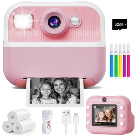 Instant Camera, Front Rear Dual Selfie Kids Camera with 1080P Videos, Holiday Birthday Gifts for Kids Age 3-12, Toddler Portable Travel Print Digital Camera Toy for 4 5 6 7 8 9 Year Boys Girls