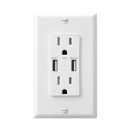 HANIVERSE USB Wall Outlet,15 Amp Wall Outlet, Type A USB in-Wall Charger, Fast Charging, 5.0A 25W, White