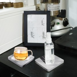 2PCS Water Absorbing Stone, SYOUACEND Water Absorbent Diatomite Coasters, Diatomaceous Earth Coaster, Bathroom Trays for Sink, Diatomaceous Trays Used for Hand Soaps & Cups & Drinks Bottles & Plants