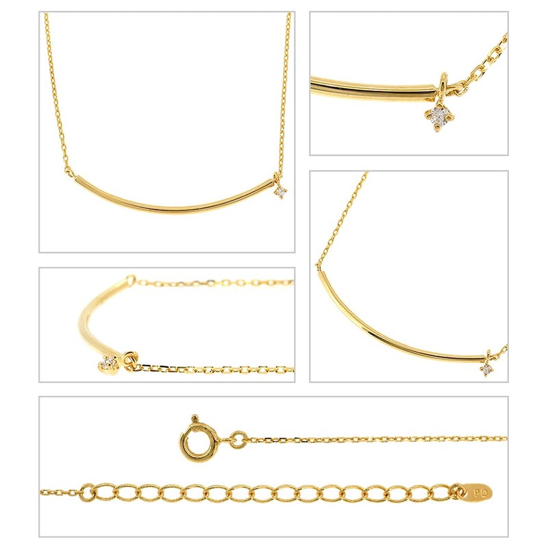 Pinky & Diane Women's Gold Color Bar Necklace, 925 Silver,