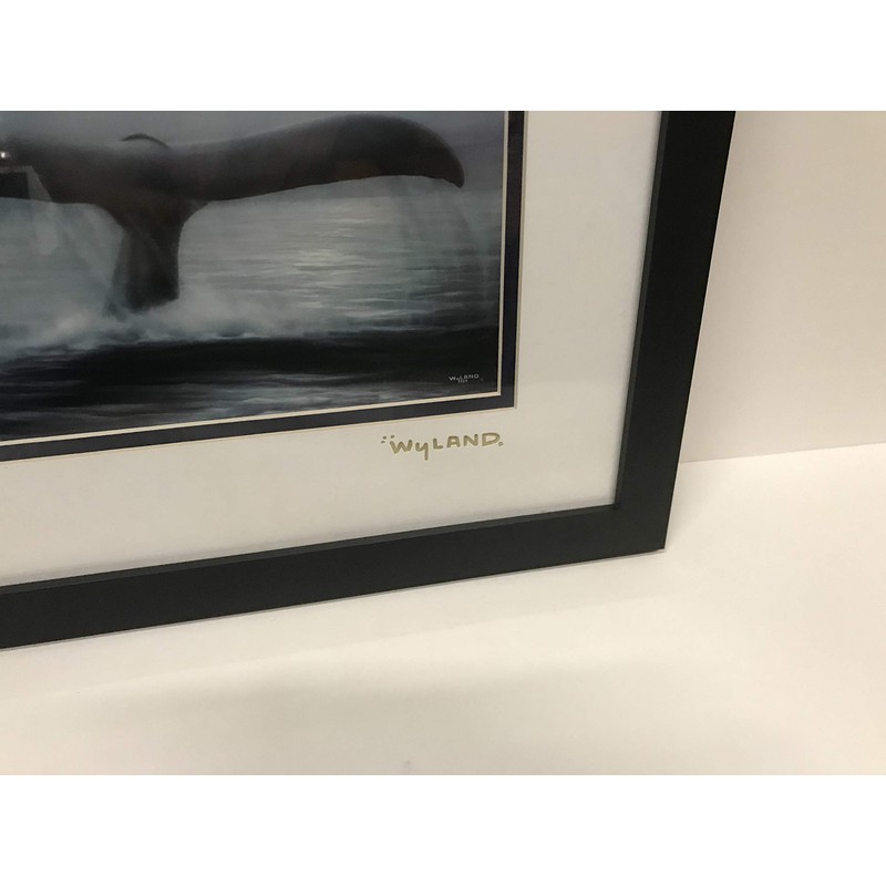 by Wyland Whales Tail Custom Framed in Flat Black Gold