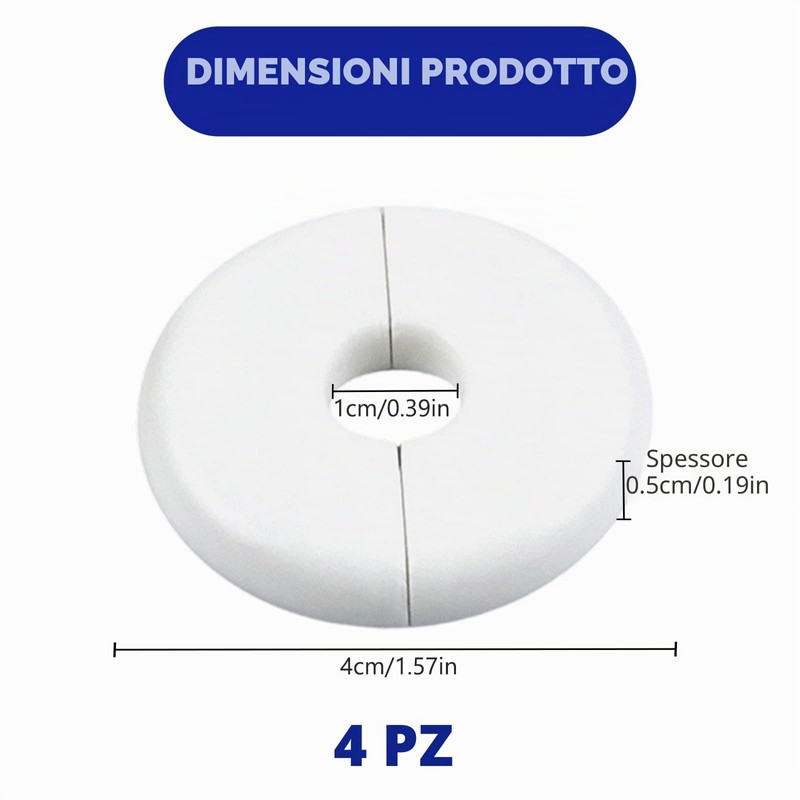 4 Pezzi Passacavo da Parete per Foro, Copriforo Murali Bianchi