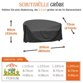 YYJAILZQ Banana Bench Protective Cover, Waterproof, Banana Bench, Banana Bench Cover, 420D Oxford Fabric, Black (205 x 70 x 86 cm)