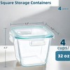 Qxbekmor Glass Soup Container with Airtight Lids, 4 Cup Square