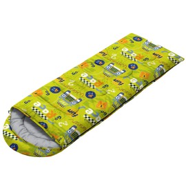 Datura home Kids Sleeping Bag for Boys Girls,Cartoon Race Car Print-Lightweight Warm Portable Outdoor Indoor-Waterproof Cold Weather Resistant Sleeping Bag for Camping Hiking(Race Car)
