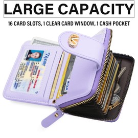SNUG STAR Portable Round Bangle Keychain, Credit Card Holder Pocket Bracelet Keyring, Waterproof, Faux Leather, 16 Cards Slots, Silicone Bracelet & RFID Cards Holder, Woven Purple
