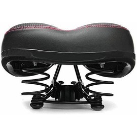 Bicycle Saddle Comfort Saddle Double Suspension Memory Foam Breathable Soft (Red)