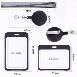 DAIQISI ID Card Holder, Horizontal Type ID Card Case, Extendable, Name Holder, Double Sided, Employee ID Card Case, Neck Hanging, Women's, Men's, Commuting to Work, School, Neck Strap, Pass Case,