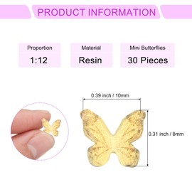CoCud Mini Resin Butterflies, 0.31" Length, Resin Miniature Dollhouse Accessories Yellow with Black Spot - (Applications: for Nail Art Fairy Micro Landscaping Ornament) 30-Pieces
