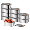 Set of 10 Stainless Steel Food Storage Containers, 590 ml,
