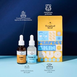 Tropical Heal - Perfect Skin Duo Vitamina C 10% y Ácido Hialurónico 2% - Sueros Faciales para Hidratación, Rejuvenecimiento y Protección - Unifica el 