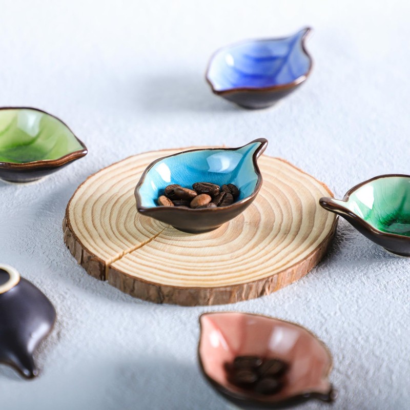 Colias Wing Colorful Leaf Shape Design Multipurpose Porcelain Side Dish