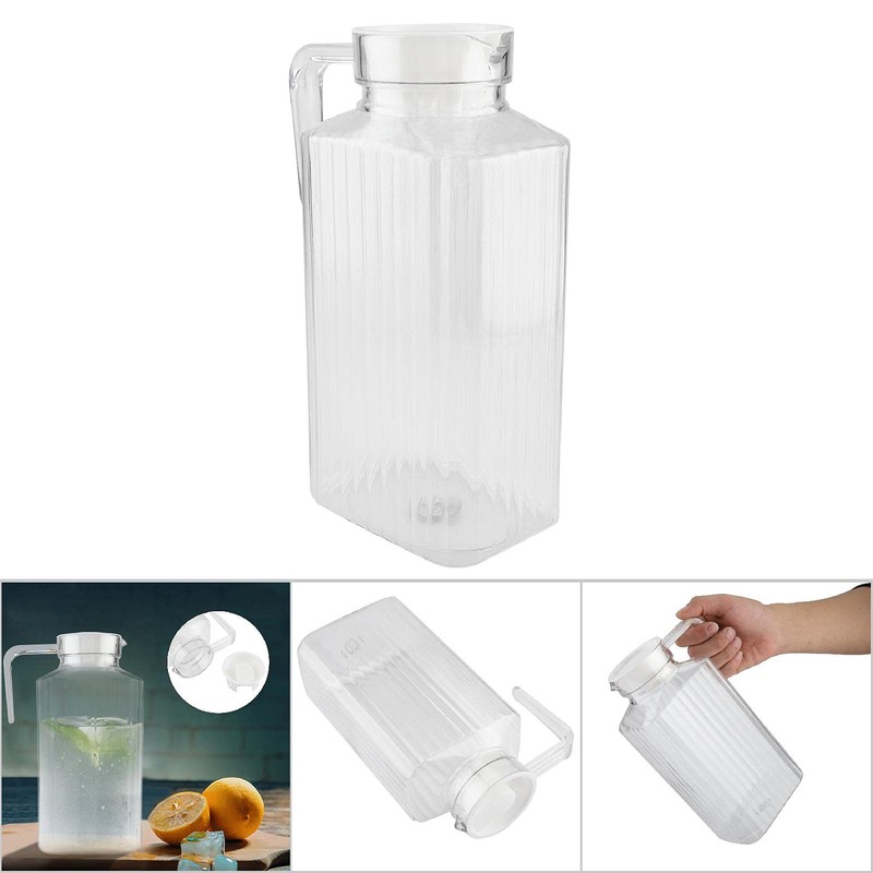 Acrylic Transparent Bottle, Striped Water Ice Cold Jug with Lid