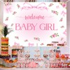 Welcome Baby Girl Backdrop - Pink Bow Baby Shower Party