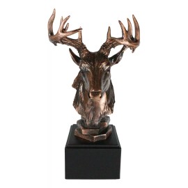 Wildlife 12 Point Whitetail Buck Deer Bust Trophy Figurine With Trophy Base