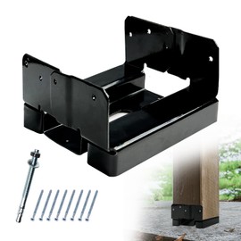 EONECROSS 1PCS 6x6 Post Base for Concrete Heavy Duty Black E-Coated 6x6 Post Bracket Anchor Adjustable Base with 1" Standoff for Deck Pergola Patio Gazebo Porch (Included Screws)