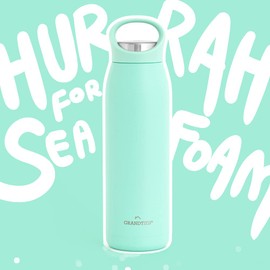 Grandties 24oz/700ml Ergonomic Handy Stainless Steel Vacuum Insulated Bottle for Men, Women and Families – Supreme Double Walled Thermal Bottle Keeps Your Favourite Beverages Hot or Cold Anywhere Anytime. (Seafoam Green)