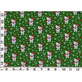 MDG Sm Polar Bears Snowflakes Green Christmas Quilting Sewing Fabric by Yard #3089