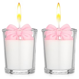 Conelist 2 Pcs Pink Bow Scented Candles Coquette Birthday Decorations Bow Party Favors 5.4 oz Soy Wax Scented Candle Gift for Women Wedding Bachelorette Wedding Bridal Baby Shower