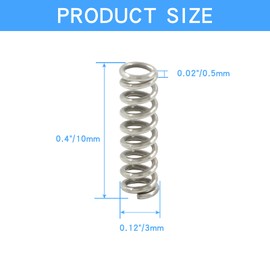 Litoexpe Compression Spring, 3mm OD,0.5mm Wire Size, 10mm Free Length, Stainless Steel Mini Compressed Spring, Silver