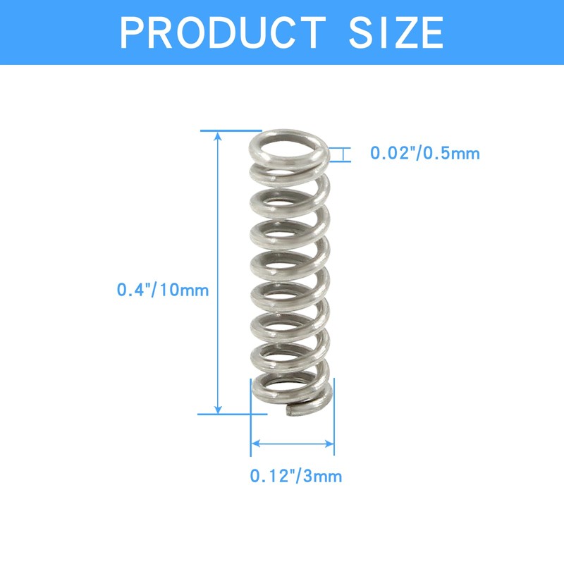Litoexpe Compression Spring, 3mm OD,0.5mm Wire Size, 10mm Free Length,