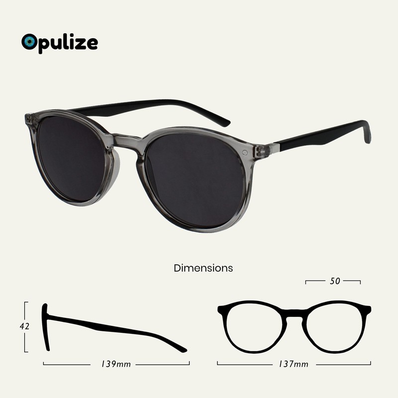 Opulize Met 2 Pack Large Men Women Grey Clear Black