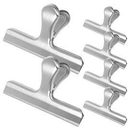 TEHAUX Bulldog Clips, 6PCS Sealing Clips 12cm/4.7 Inch Stainless Steel Paper Clamps Bag Clips for Files Food Photo