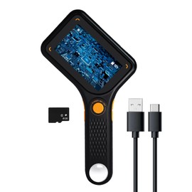 Digitales Mikroskop mit 7,6 cm (3 Zoll) IPS-Bildschirm, Autofokus, 8 LED-Leuchten, TF-Kartenschlitz, tragbare Handlupe für Münzen, Leiterplatten, Schmuckinspektion, Bildungsprojekte, kompatibel mit