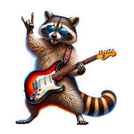 Rocking Raccoon Stickers 4 Inch, Funny Raccoon Decal, Cool Stickers for Adults, Rocking Racoon Guitar Rockstar, Racoon Cool Stickers, Decal, Yeti, Car, Cup