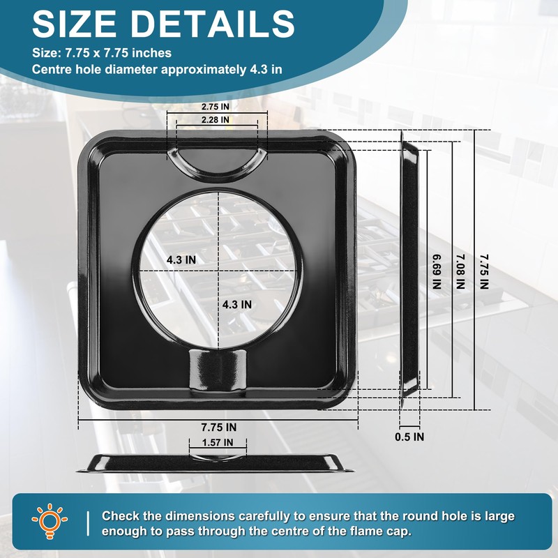 Square Drip Pan 7.75" Heavy Duty Gas Burner SGP-400 Square
