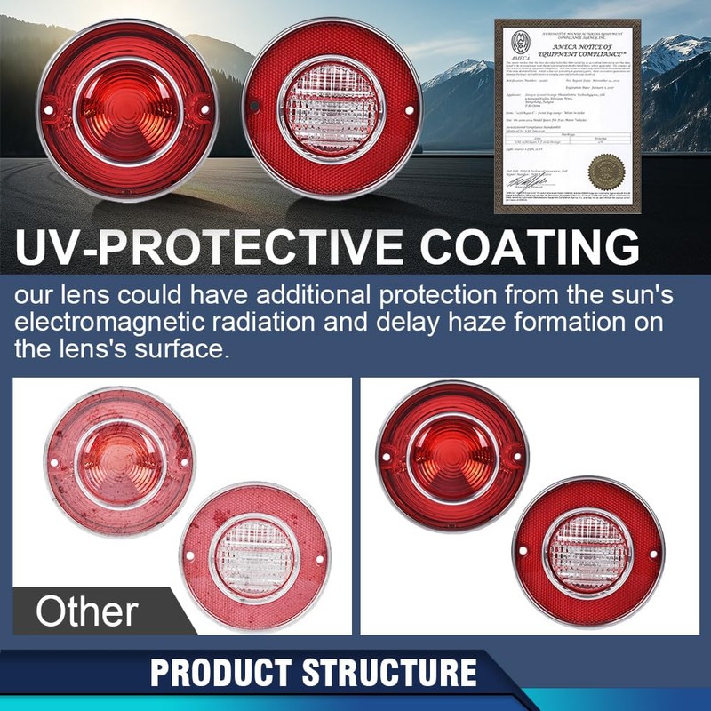 PIT66 Tail Lights+ Backup Lights Compatible with Chevy Corvette 1975-1979